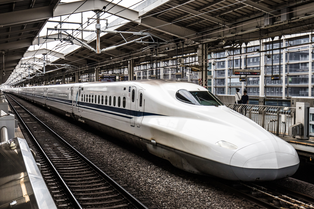 A Shinkansen high-speed bullet train